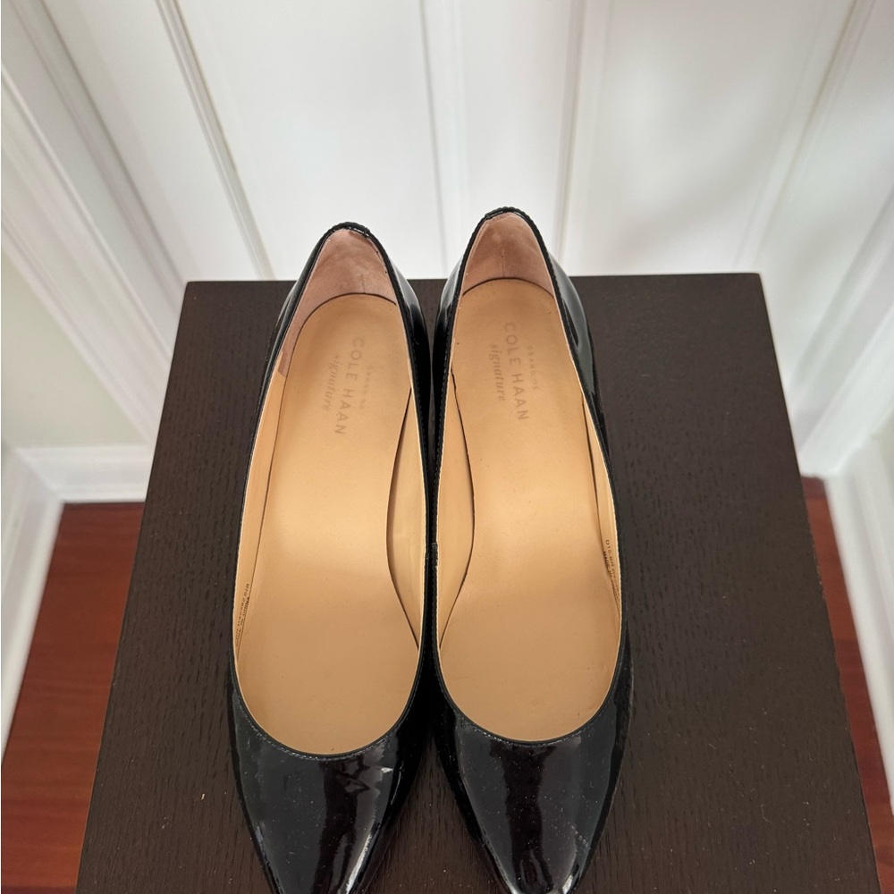 Cole Haan Black Patent Leather Wedge Pumps - Picture 2 of 6